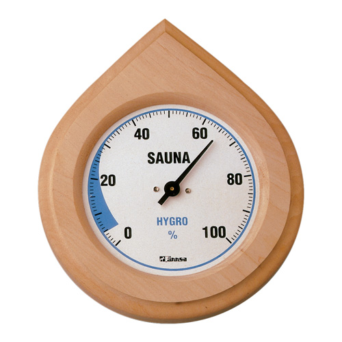 Tropfen Sauna Hygrometer in Holz gefasst