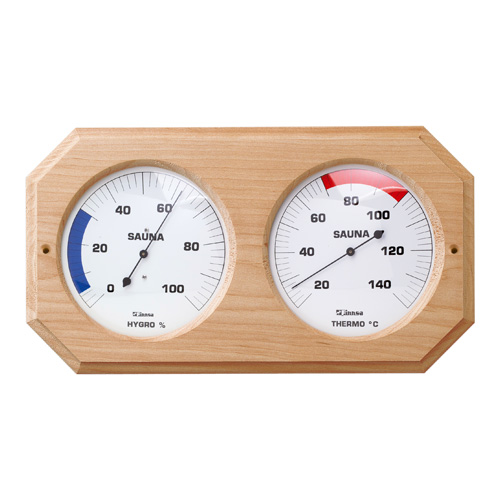 Sauna - Messinstrument in Holz gefasst XL